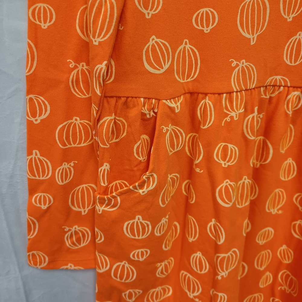 Cat and Jack Pumpkin Dress Size Xl 14 Long Sleeve With Pockets - Picture 4 of 5